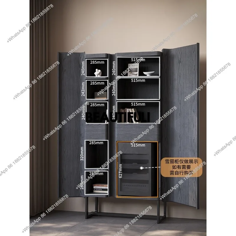 ash tea cabinet, vertical storage cabinet, living room home storage cabinet, high-end sense of Bogu shelf