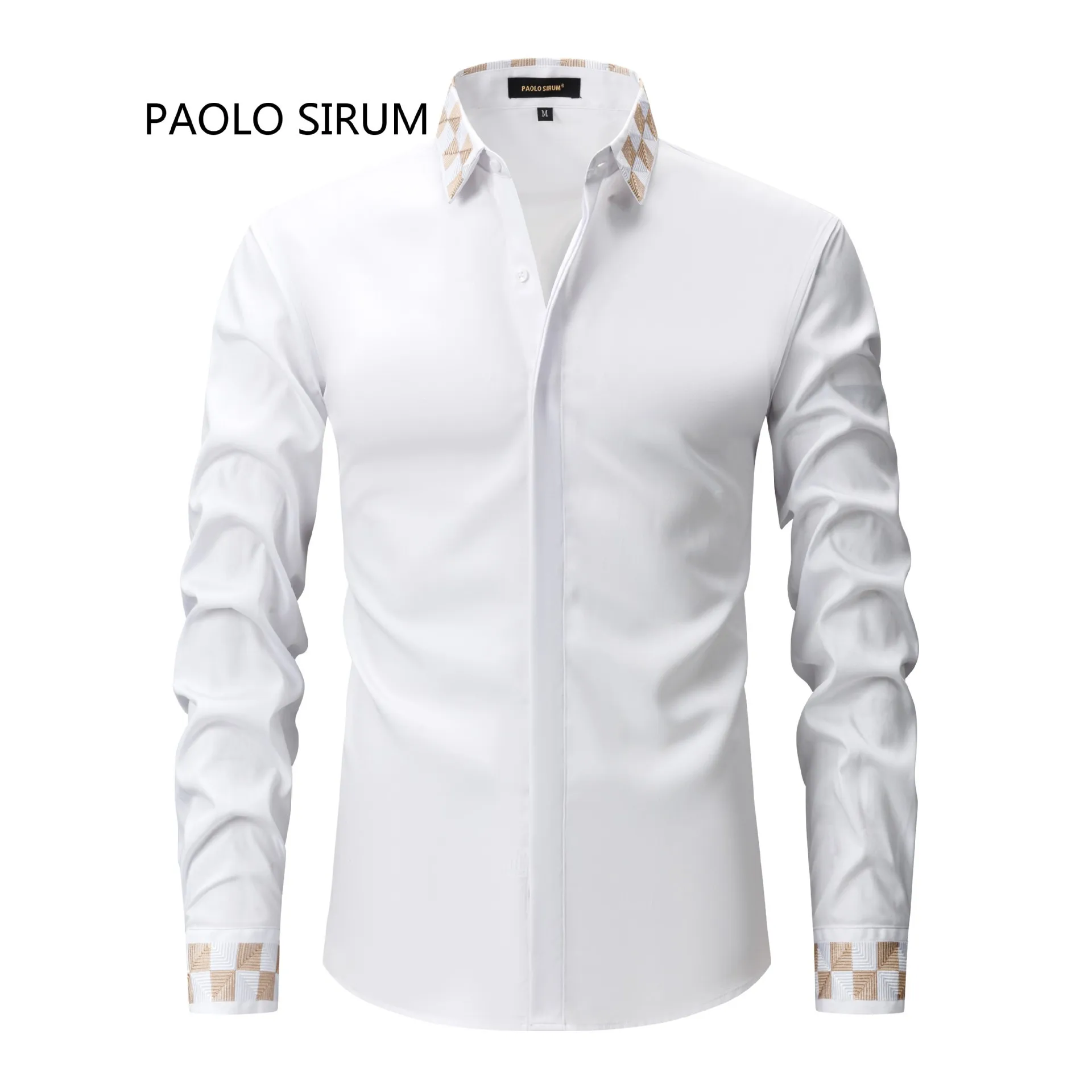 

High-quality men's Paulos Lormon needle-punched long-sleeved shirt, casual, breathable, fashionable for daily and business wear.