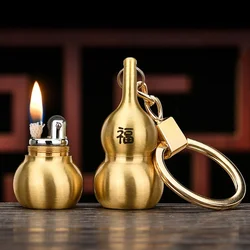 CHIEF Pure Copper Gourd Keychain Pendant Kerosene Lighter Personality Vintage Grinding Wheel Retro Portable Cigarette Lighter