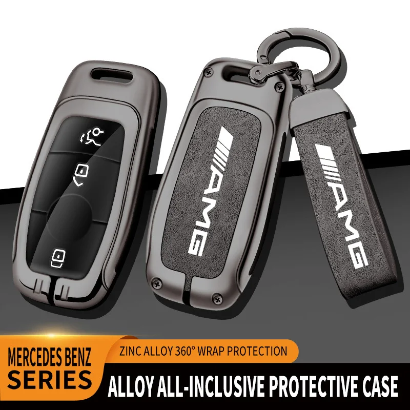

Zinc Alloy Leather Car Key Case Cover Protector Shell for Mercedes Benz AMG W204 W205 W203 W210 W211 W212 W124 W126 W213 W201