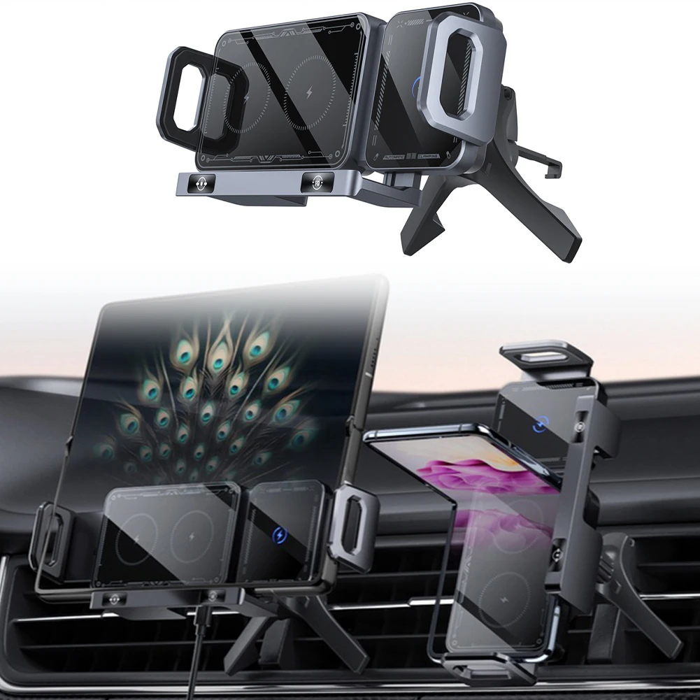 

1 Pc 15W Wireless Car Charger Mount: Rotatable Holder For Samsung Z Fold & For Flip ABS Wireless Car Charger Mount Stands Cable