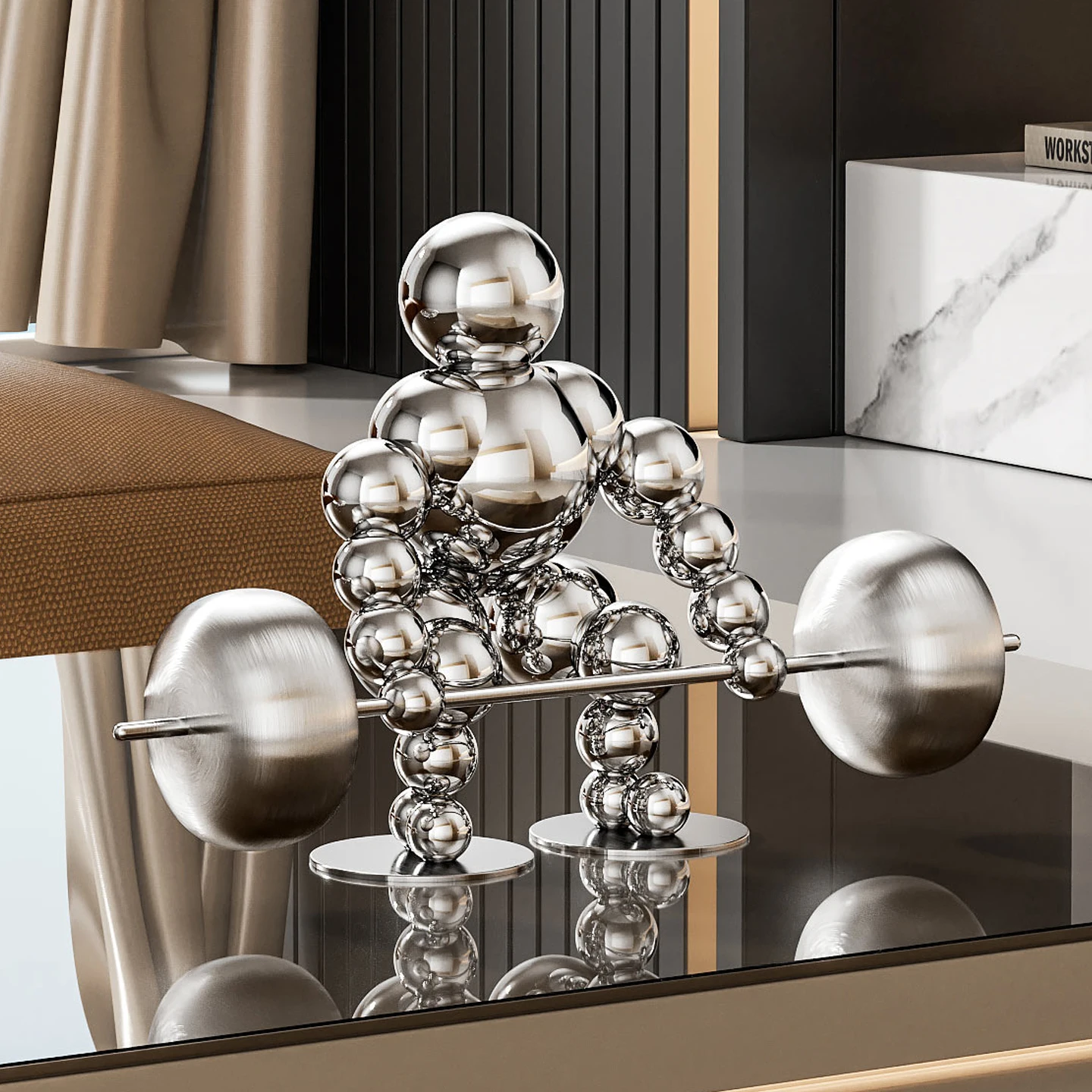 

za-Stainless Steel Custom Design 3D Sculpture Precision CNC Cutting High Gloss Mirror Polished Table Ornaments%