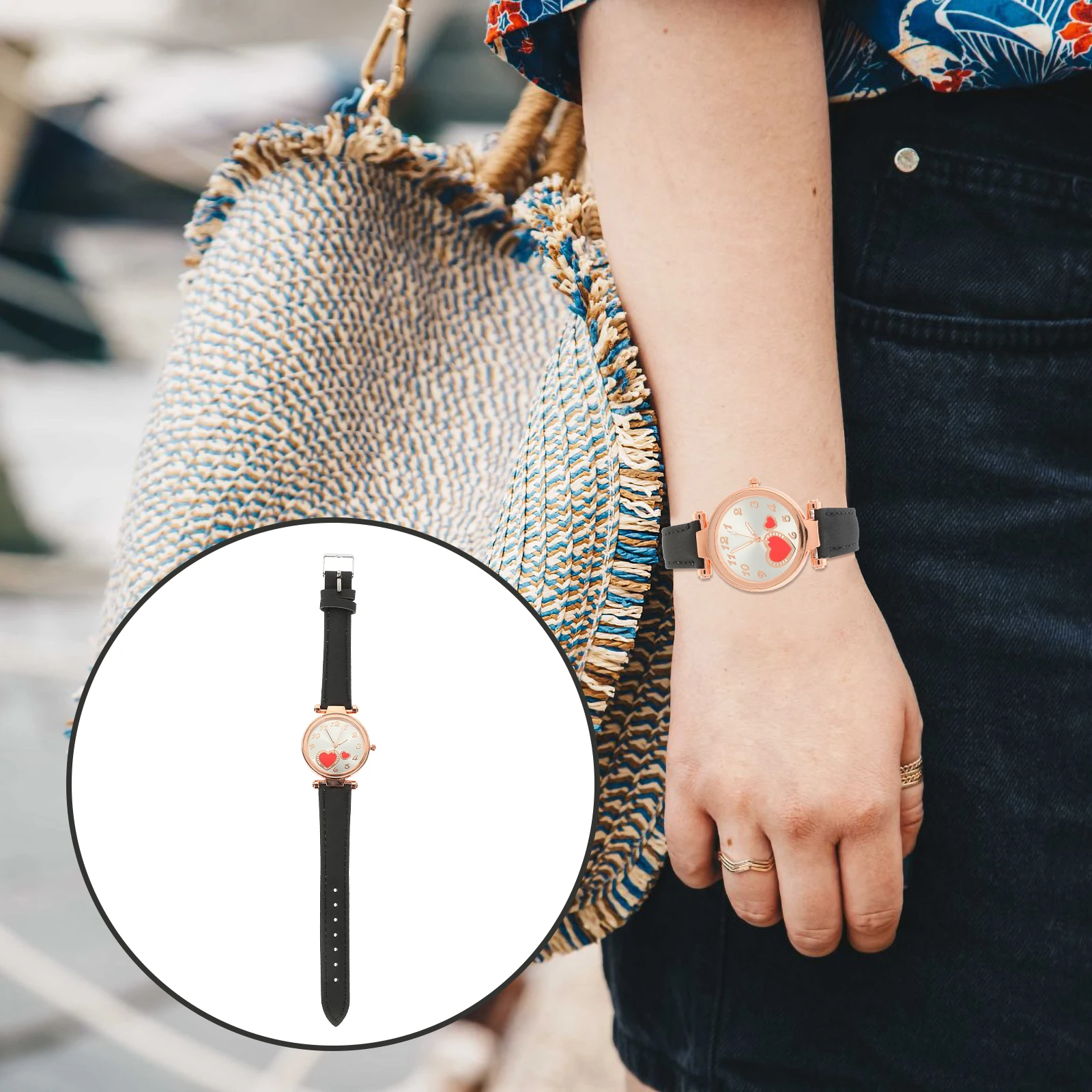 

Fashionable Women'S Quartz Watch Adjustable Imitation Strap Lightweight Simple Design Gift For Girls Daily Leisure