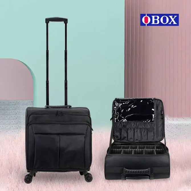 

Women Rolling Makeup Train Case Trolley Cosmetic Bag Professional Rolling Makeup Suitcase Artist Rolling Trolley Cosmetic Bag