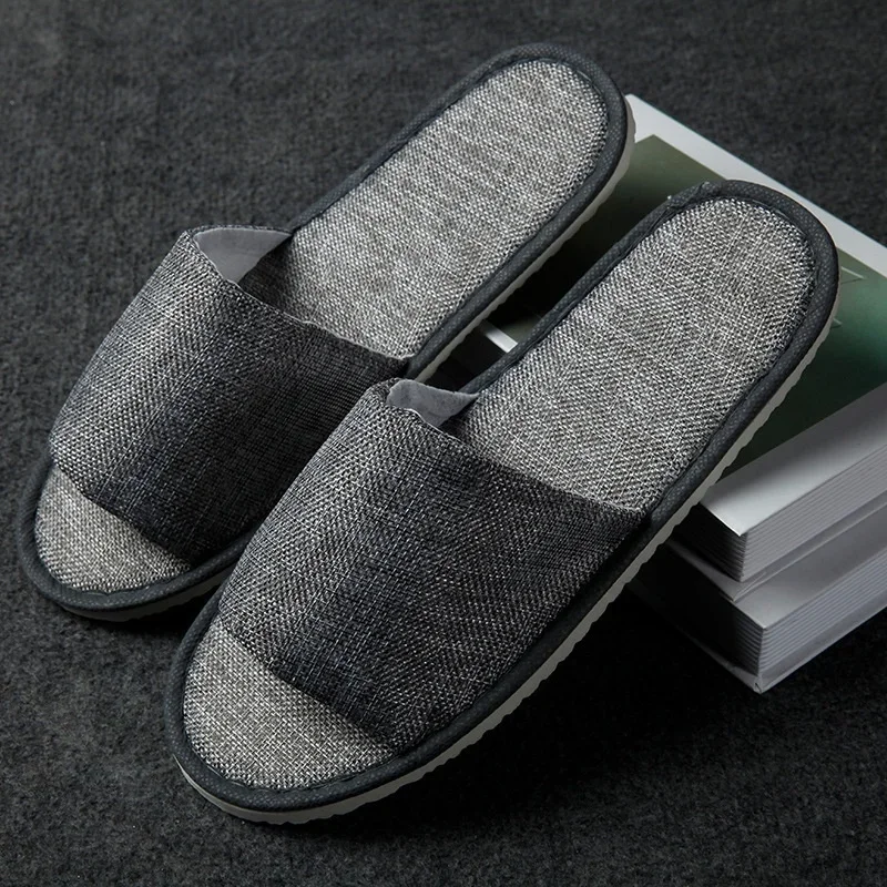 1Pair Travel Spa Hotel Non Slip Slippers Men Women Cotton Linen Flip Flop Full Half Inclusive Guest Slipper Shoes For Indoor Use