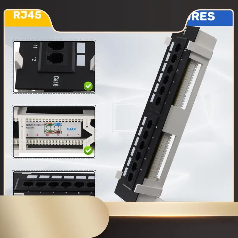 

Комплект сетевых инструментов 12-портовая патч-панель CAT6 Сетевая стойка для настенного монтажа RJ45 с кронштейном для поверхностного настенного монтажа-N36R