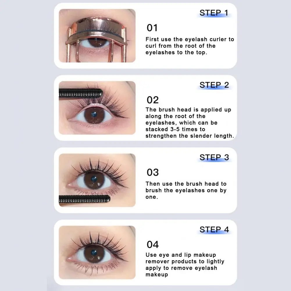 Quick-drying Mascara Washable Mascara Long Lasting 3d Curling Lash Mascara with Washable Brush Head for Professional Beginner