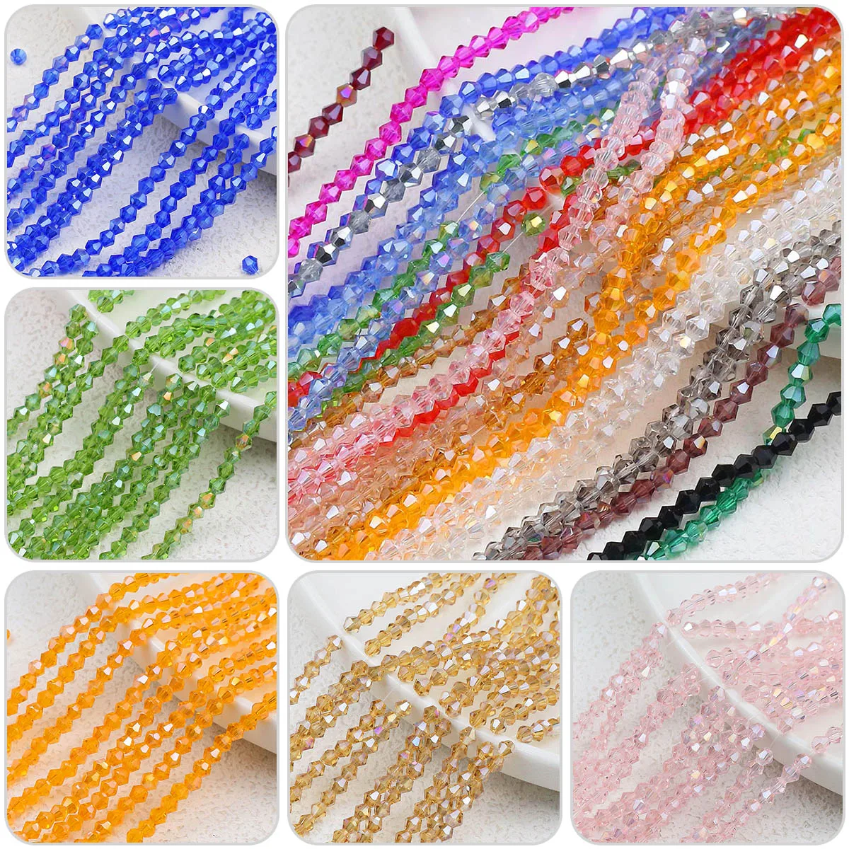 

6mm 50pcs Glass Bicone Shaped Austrian Faceted Crystals Beads For Jewelry Making Bracelets Necklaces Earrings DIY Accessories