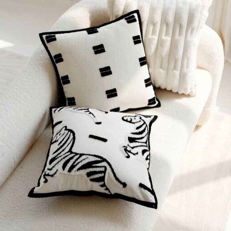 

Cushion Cover 45x45 Black White Color Pillows Decorative Pillowcase for Sofa Cushions Luxury Decoration Home