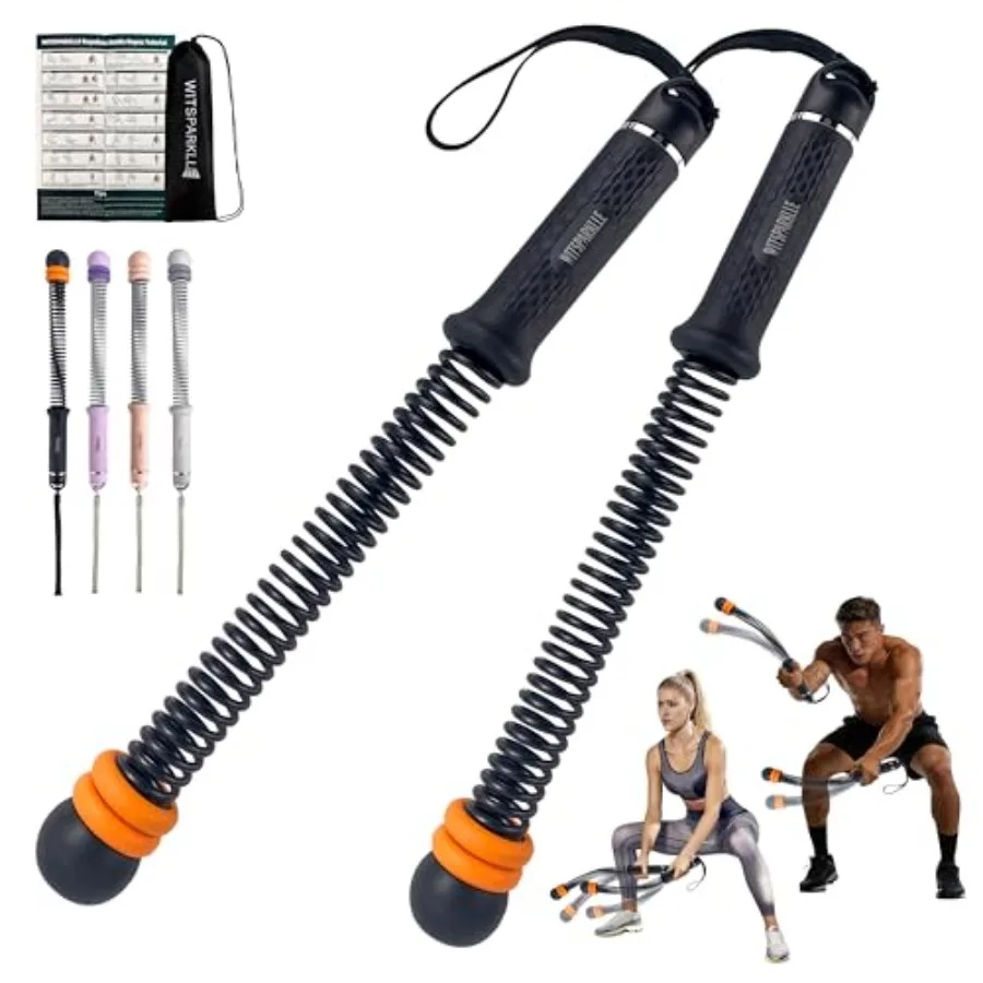 

Ropeless Battle Ropes Adjustable Cordless Battle Ropes with Resistance Springs Weighted Portable Workout Rope for Home Gym Low-