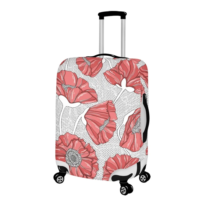 Red Flower Pattern Bagagem Capas para Mulheres, Sujo Resistente Mala Protetor, Não-Poeira Lavável Capas de Bagagem, Fit para 18-32"