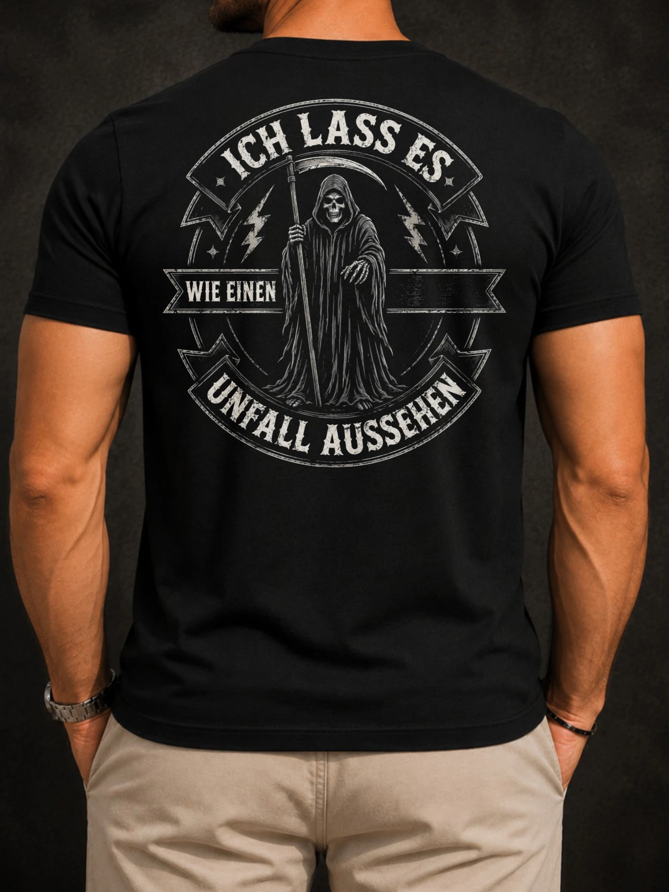 Vintage Grim Reaper Tee round reaper smoky clouds and German accident quote retro macabre humor  Unisex All T-Shirt