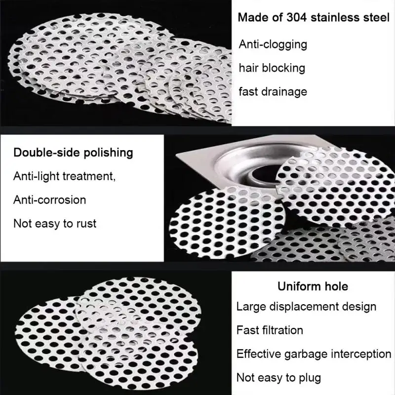 1mm 304 Stainles Steel Perforated Mesh Filter Screen Plate, Swirl Drain Covers Metal Drain Covers Plant Trellis Protection Mat