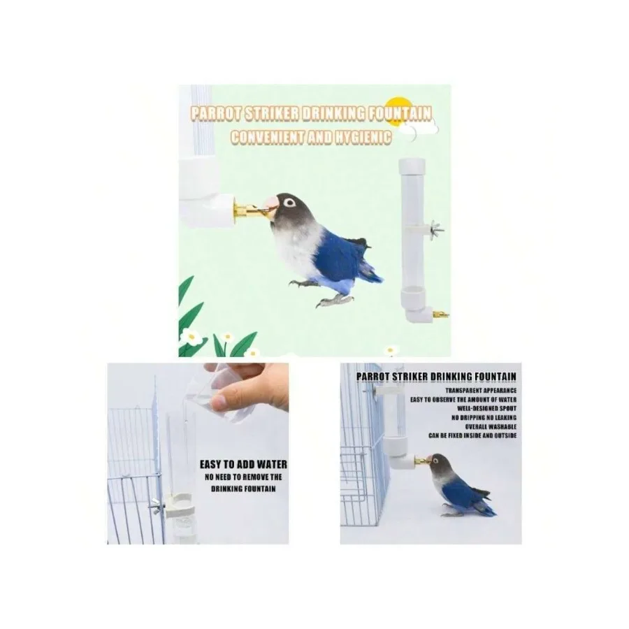 

【New Arrival】Parrot Bird Water Drinker, Cage Mounted No-Drip Water Bottle with Brass Tip for Budgies