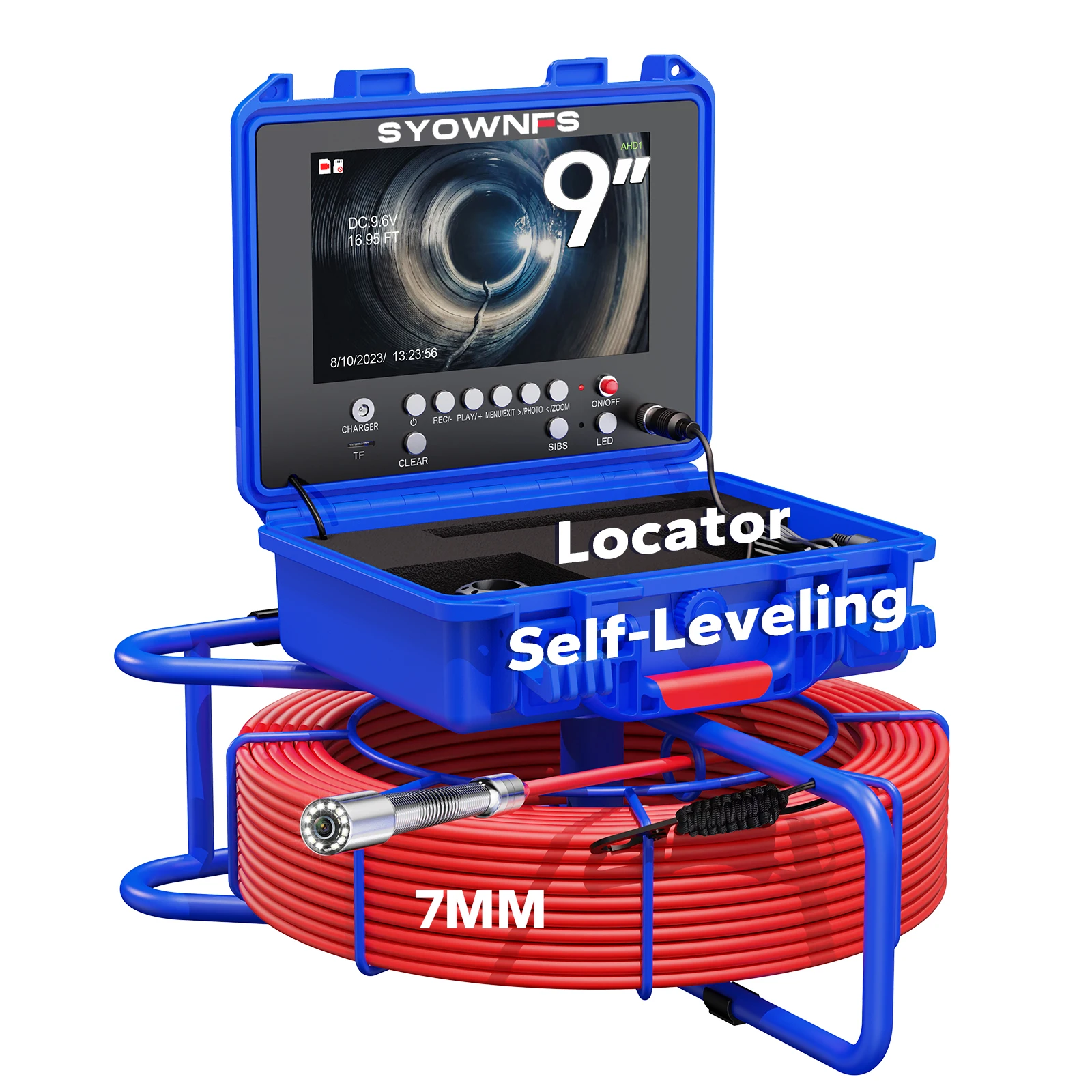 

9 Inch Sewer Camera with DVR - Waterproof Pipe Camera for Plumbing And Drain Inspection, Self-Leveling 512H Borescope with Meter