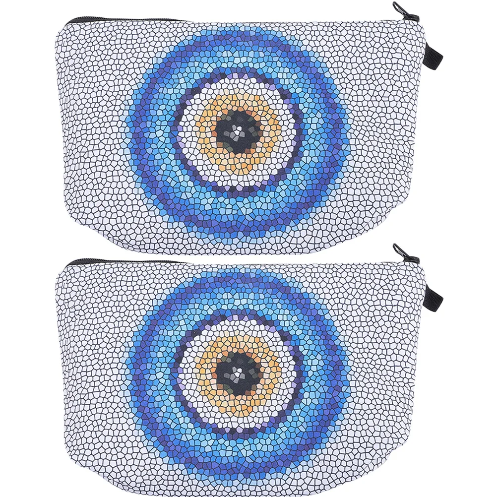 

2pcs Evil Eye Zipper Makeup Bags Waterproof Pouch Organizer Travel Storage Bag Coin Key Jewelry Portable Toiletry Case