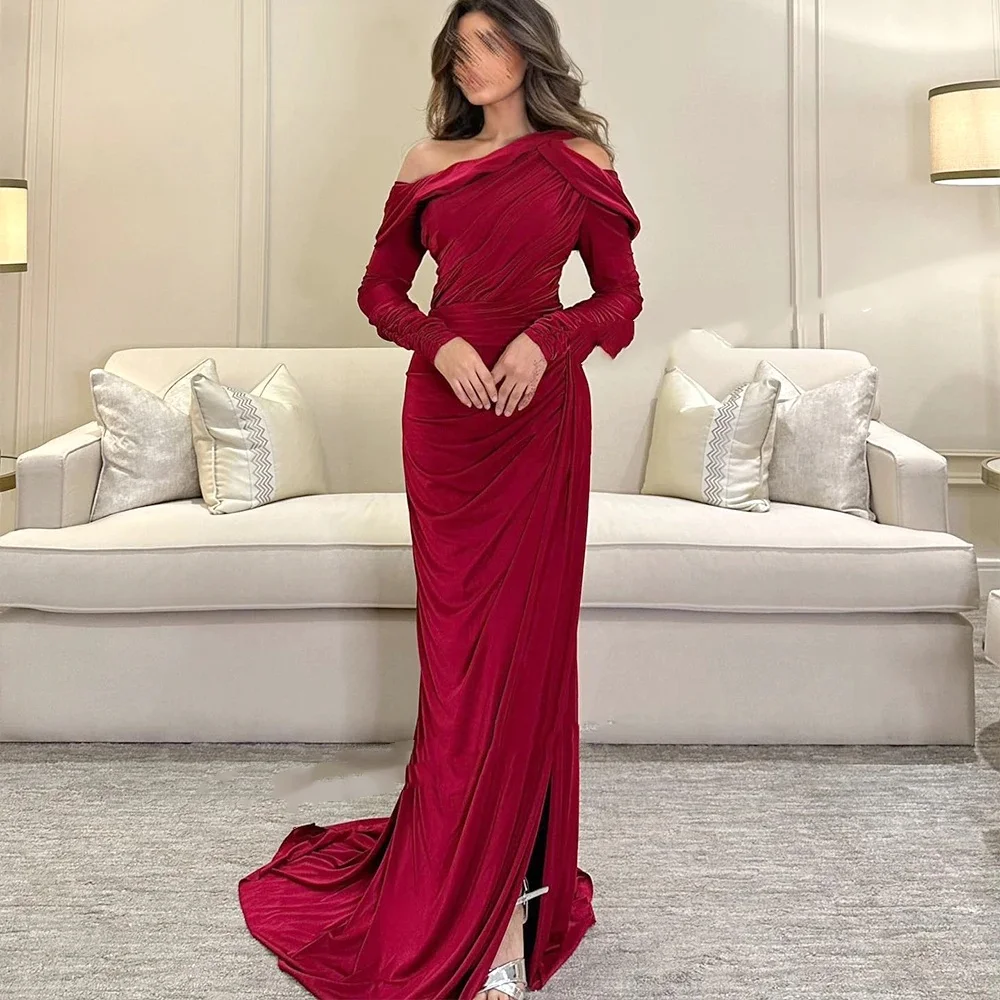 Muloong One-shoulder Sweep Train Women Elegant And Pretty Luxury Prom Dress