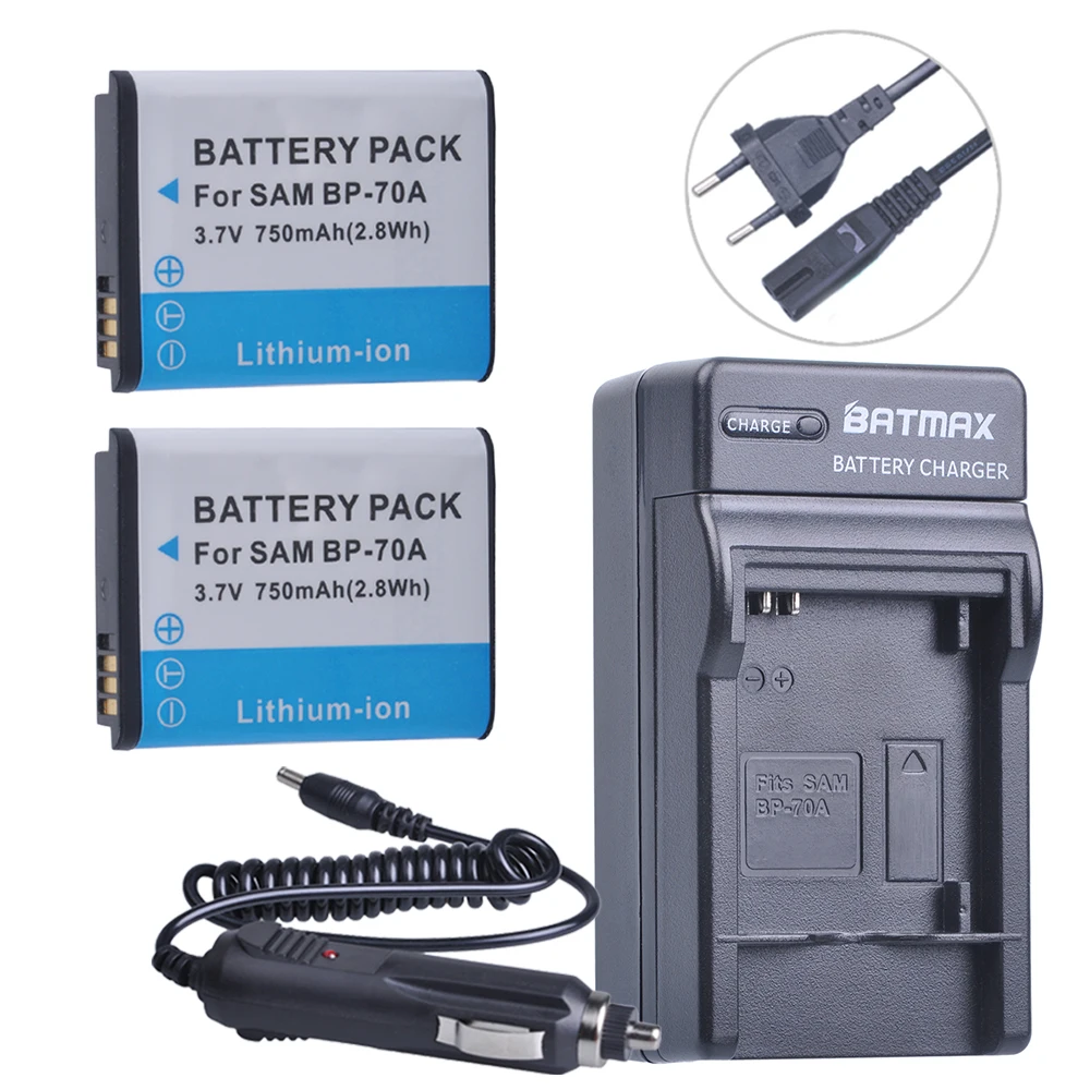 Batmax BP-70A BP70A Battery+ Digital Charger for Samsung ST95 ST100 ST6500 SL50 SL600 TL205 WB30F WB35F DV150F ES65 ES67 MV800