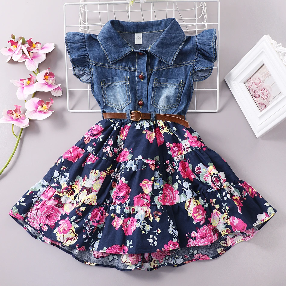 

2023 Infant Dress Gown Baby girl Summer One-Piece Dress Denim Dress Cute Clothing Kids Daily Wear Fashion Outfit Gift For Girls