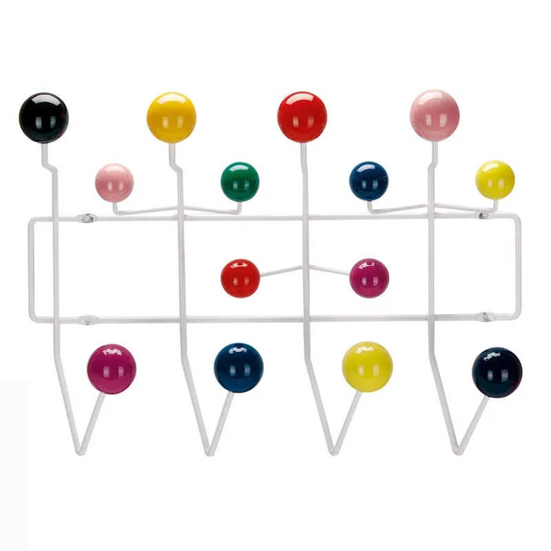 Candy Coat Rack Hang It All Solid Wood Balls Metal Hooks Clothes Holder Hat Wall Hanger Nordic Designer Furniture Home Decortion