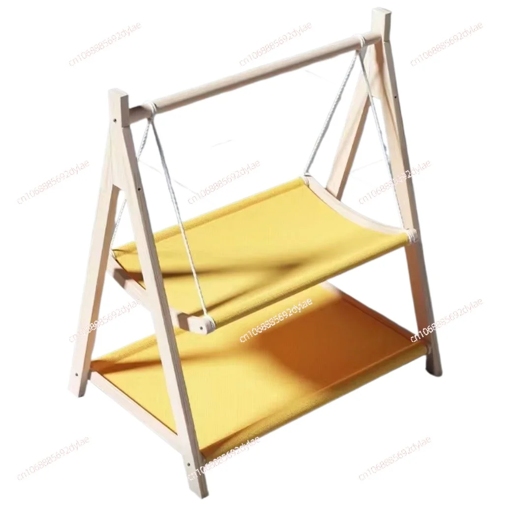 

Cat crib, double-layer hammock, pet rocking bed, hammock, solid wood, suitable for all seasons