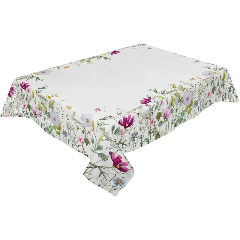 VIKAMA Spring Floral Table Cloth Color Wild Flower Leaf Pattern Waterproof Rectangular Home Decor Table Cover