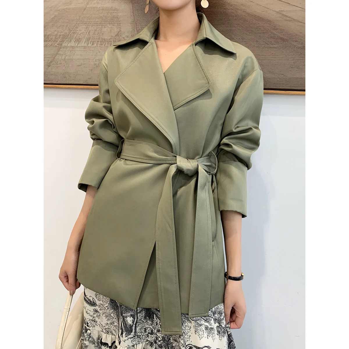 

Jolan ort женское пальто с поясом, повседневное модное пальто с утягивающим поясом, длинное све, средней длины, прямой крой, весенне-осенняя одежда