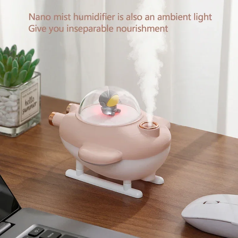 Новый красочный и милый мини-увлажнитель для самолетов для домашних животных, портативный 220 мл, высокая емкость тумана, увлажнитель для самолетов для домашних животных для настольного компьютера в спальне