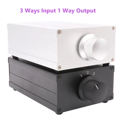EIZZ Switch All Aluminum Chassis 3 Ways Input 1 Way Output RCA Audio Signal Sources selector Change Switch