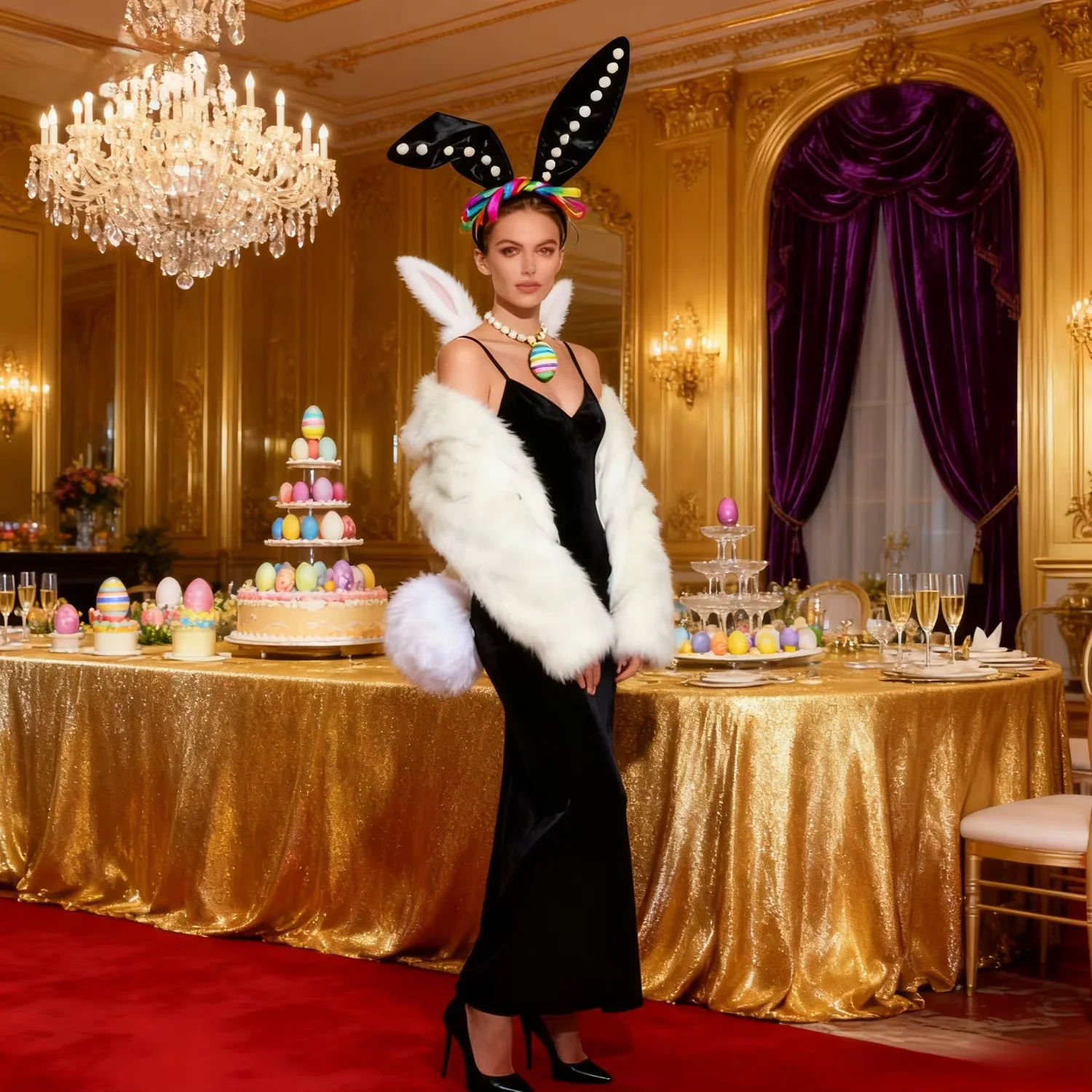 

PESENAR Easter holiday outfit Single piece Easter decoration rabbit tail is suitable for Easter