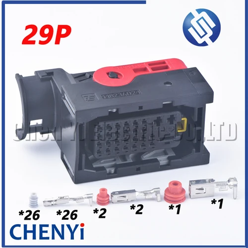 Imagen 1 del producto Conector hembra de ECU para coche de 29 pines, enchufe de cableado impermeable negro 1- 1823402 -1 1- 1823403 -1 0- 1823406 -1 Con Pasadores