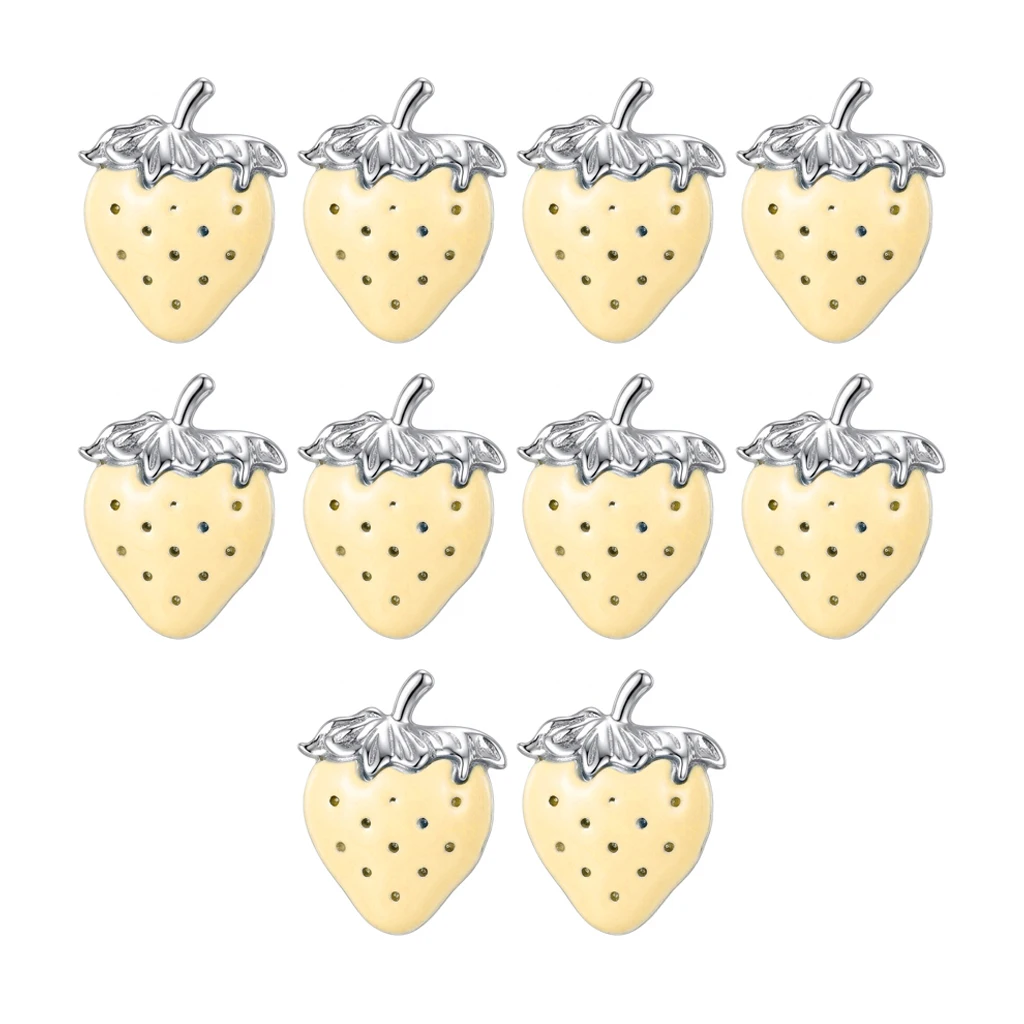 Zinc Alloy Strawberry DIY Craft Accessories 10Pcs Durable Electroplated Decoration For Hairpins Earrings Bags Phone Cases