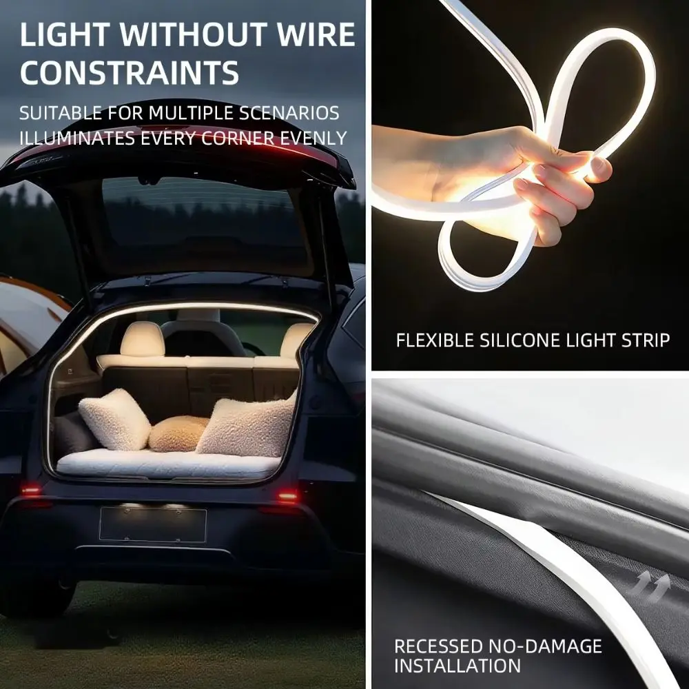 12v LED Trunk Light Waterproof Flexible Atmosphere Light Auto Induction Motion Sensor Tail Box Illumination Lamp Car Interior