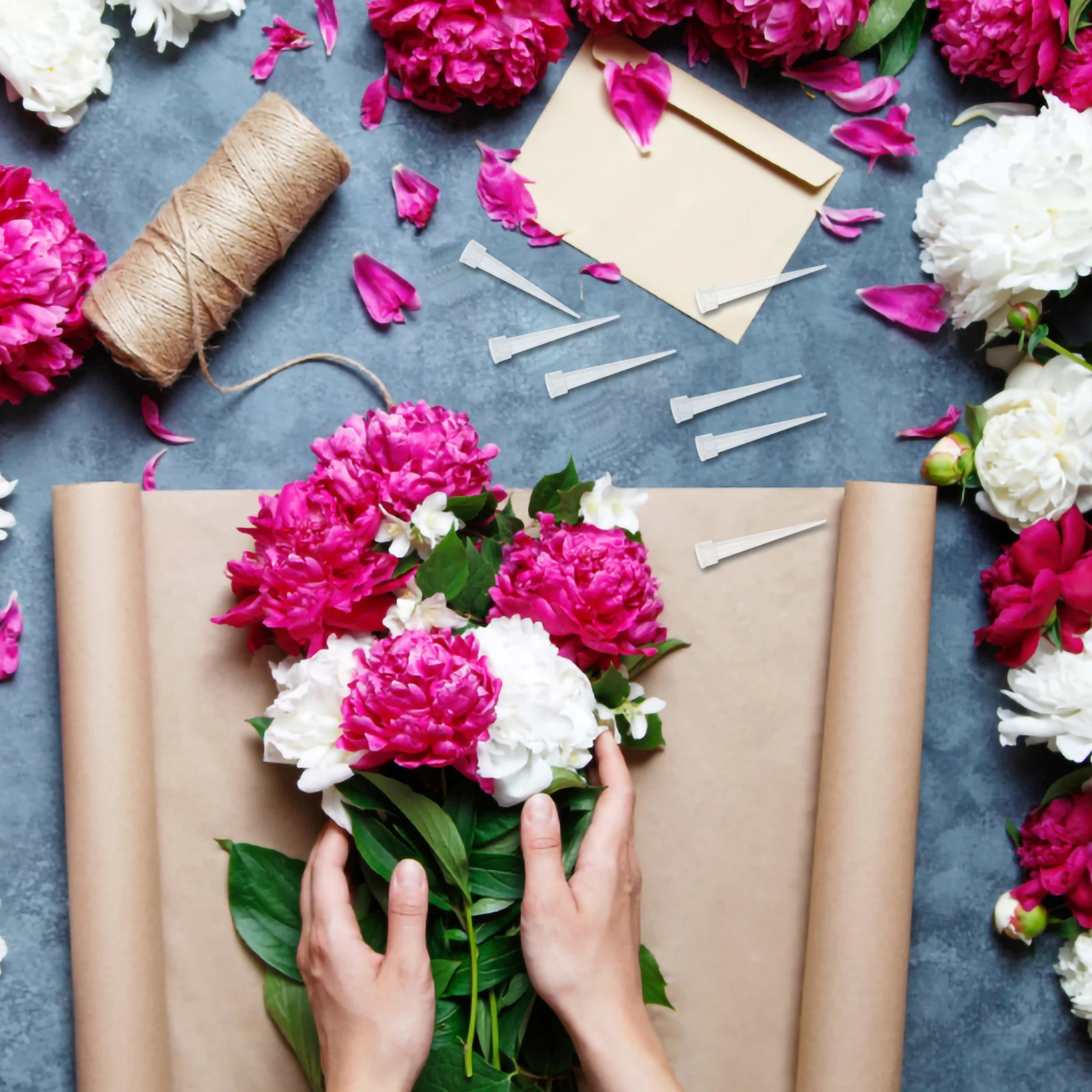 

100Pcs Floral Water Tube Holder Plastic Flower Stem Fixation Reusable DIY Flower Arrangement Tools Wedding Accessories