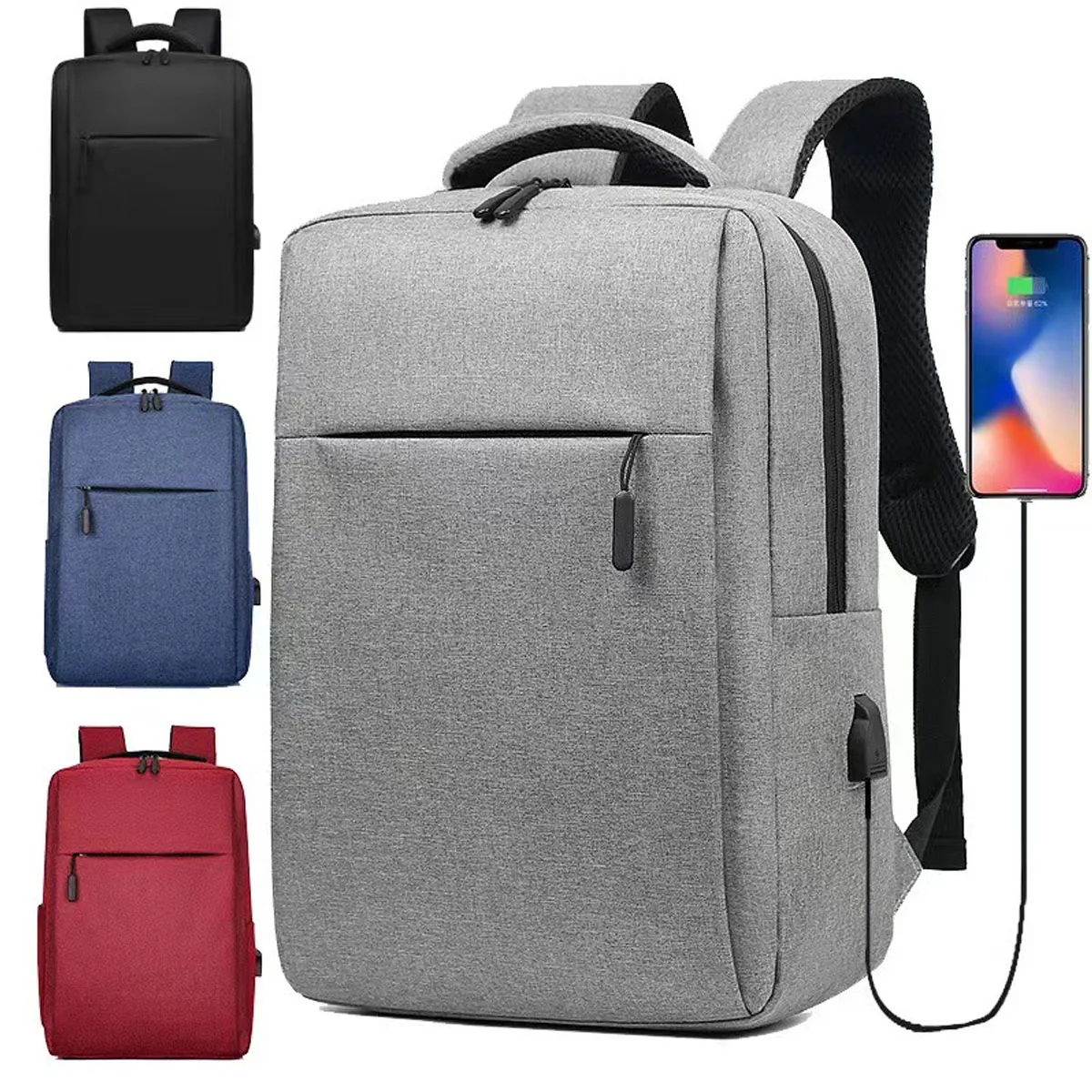 New Simple Versatile Business Bag USB Rechargeable School Bag Scratch Resistant Capacity Travelling Waterproof Laptop Backpack