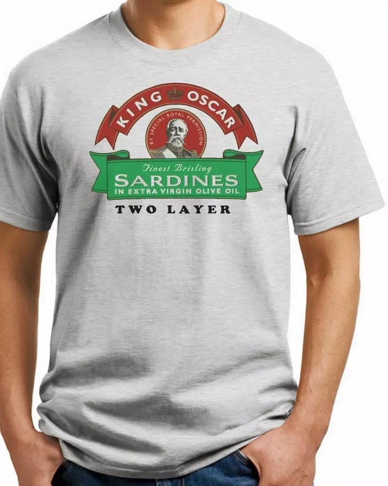 New King Oscar Sardines Men Gray Cotton T-Shirt S-5XL Best For Gift Good Quality