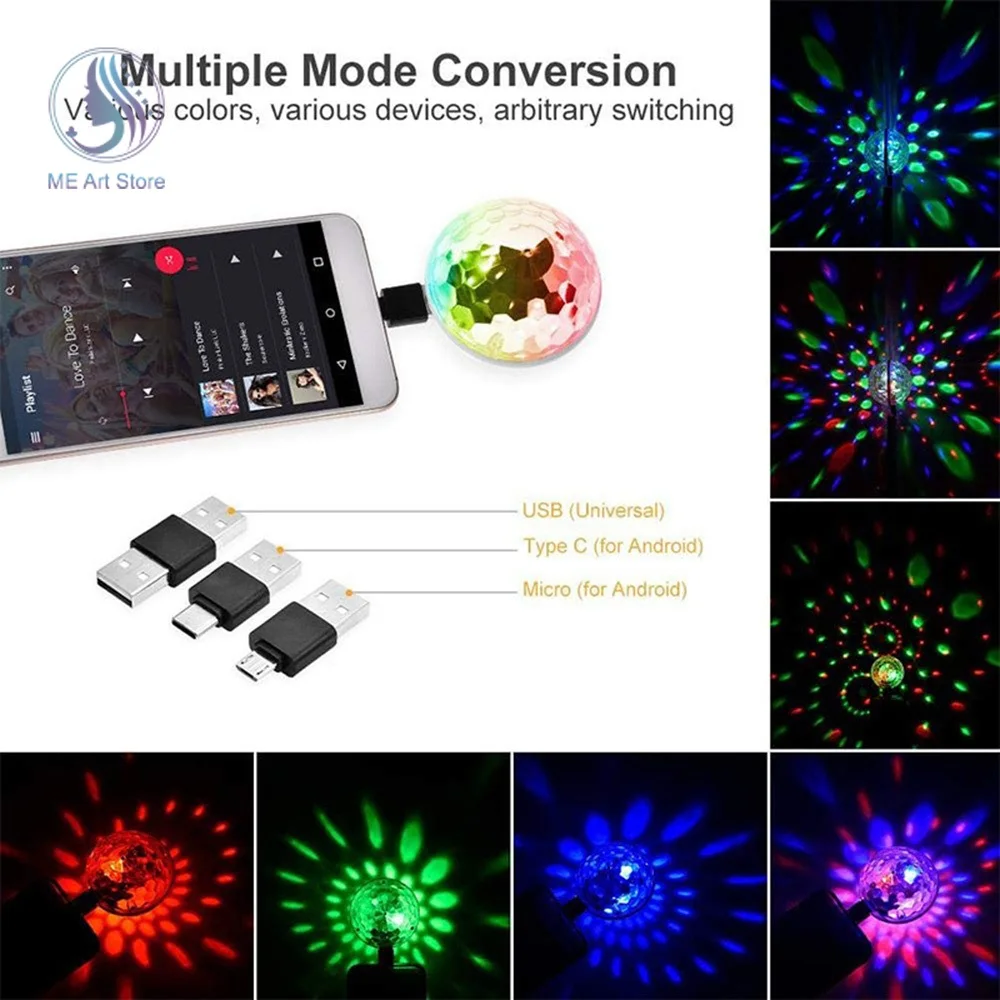 

USB Mini LED Disco DJ Stage Light Portable Family Party Ball Colorful Light Bar Club Stage Effect Lamp Mobile Phone Lighting