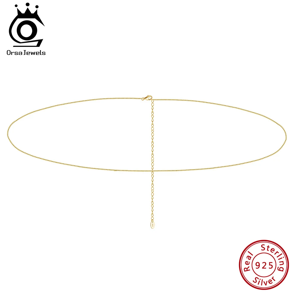 ORSA JEWELS Soild-cadena de cintura minimalista de Plata de Ley 925, cinturón Sexy para vientre, Bikini, playa, accesorios de cadena para el cuerpo simples CW02