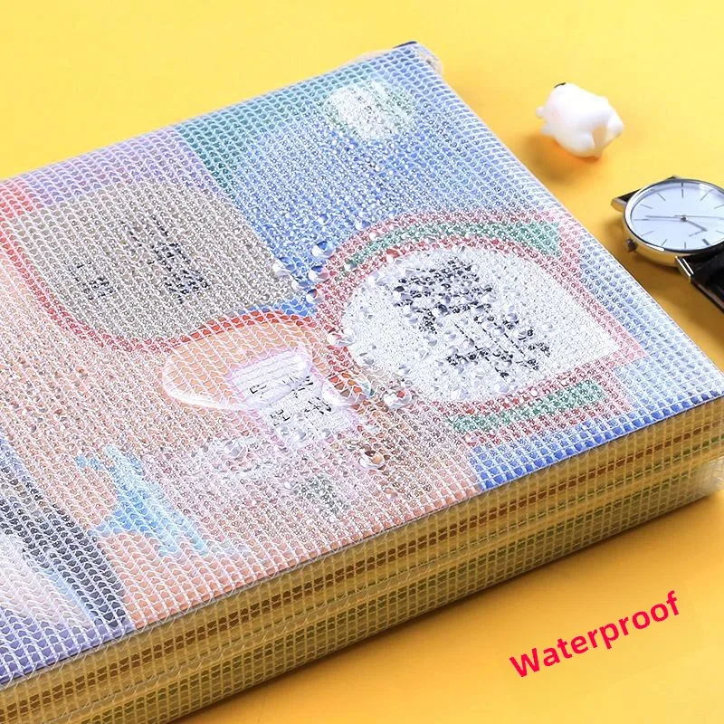 Tas Ritsleting File Transparan Kotak A4 Tebal Kantong Dokumen Tahan Air untuk Organizer Penyimpanan Kertas Ujian Sekolah Siswa