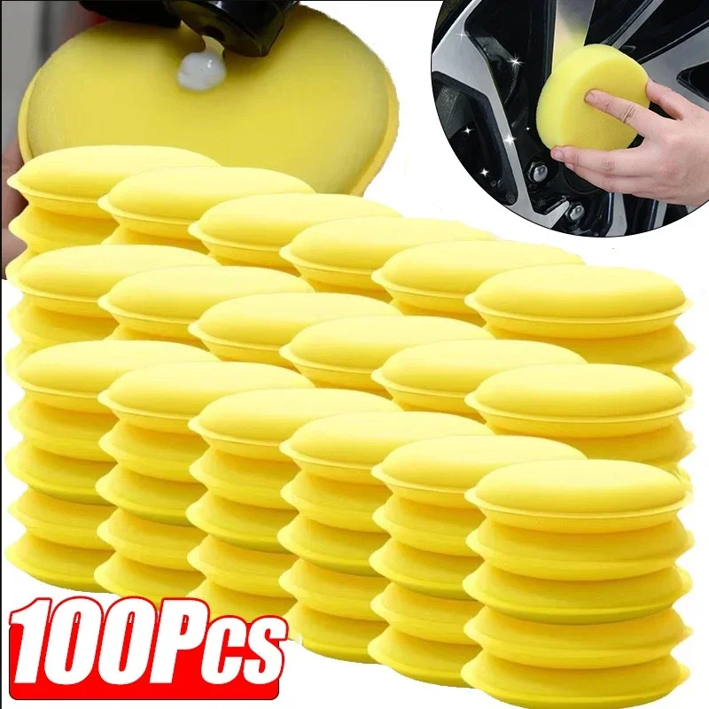 100 ~ 10 Uds. Esponjas de espuma para cera de coche, aplicador de detalles, almohadillas de lavado, esponja suave de cera, accesorios de limpieza, herramientas de limpieza automática