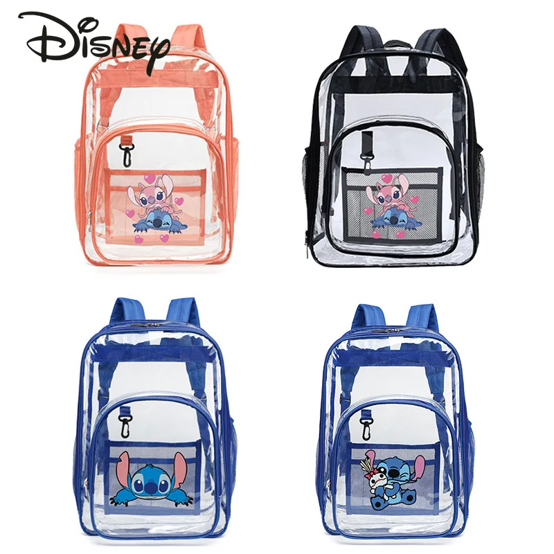 Nouveau sac à dos transparent Stitch, sac à dos à la mode et de haute qualité pour filles, sac de rangement de grande capacité style dessin animé pour femmes