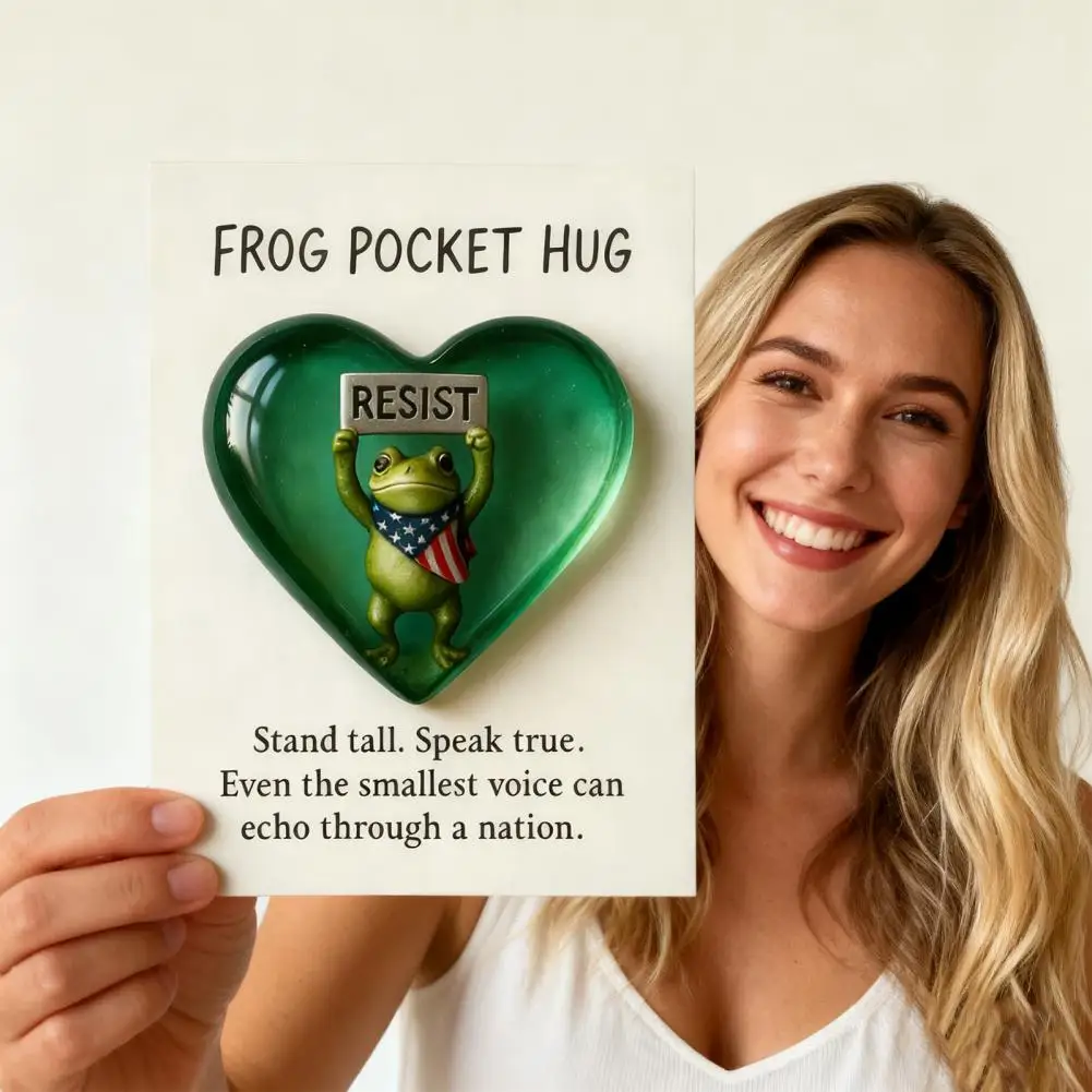 Pocket Hug Resist Frog Pocket Hug Token Positive Emotional Support Card Love Heart Decoration Inspirational Encouragement Gift