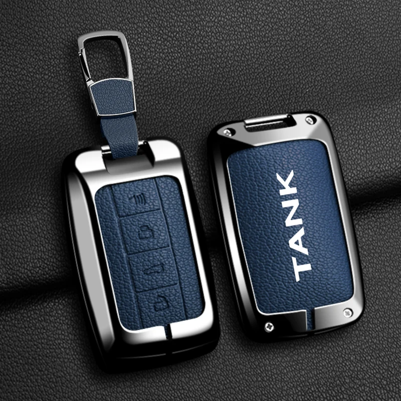 Car Zinc Alloy Leather Smart Control Smart Key Case Cover Holder Chain For Great Wall GWM WEY TANK 300 500 Tank300 Decoration 4