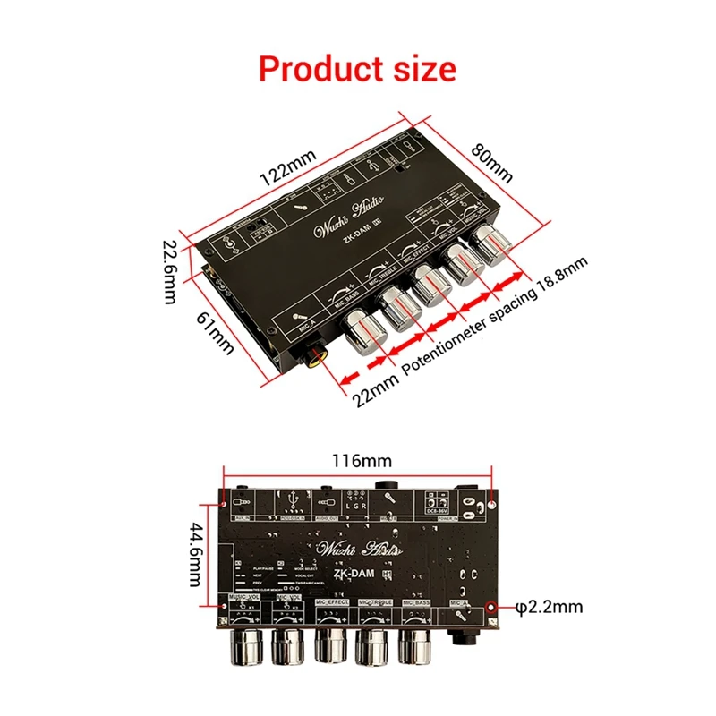 DAM H1 Karaoke Reverb Board USB Decode Board Front Effekt Mikrofon Singen mit Bluetooth USB Decode Board (B)