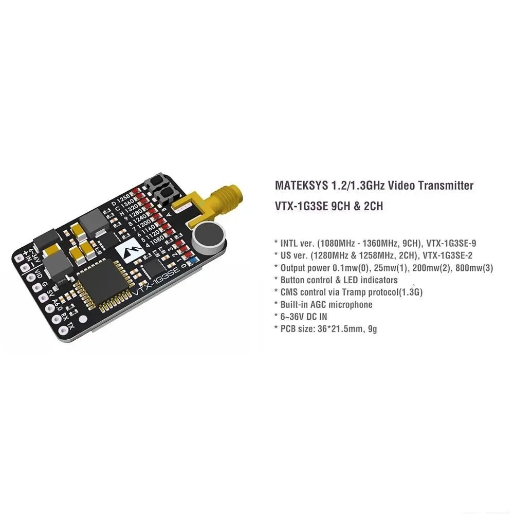 

VRX-1G3-V2 1.2/ 1.3GHz Receiver 9CH Wid Band FPV Receiver Video Transmitter RC FPV Long Range