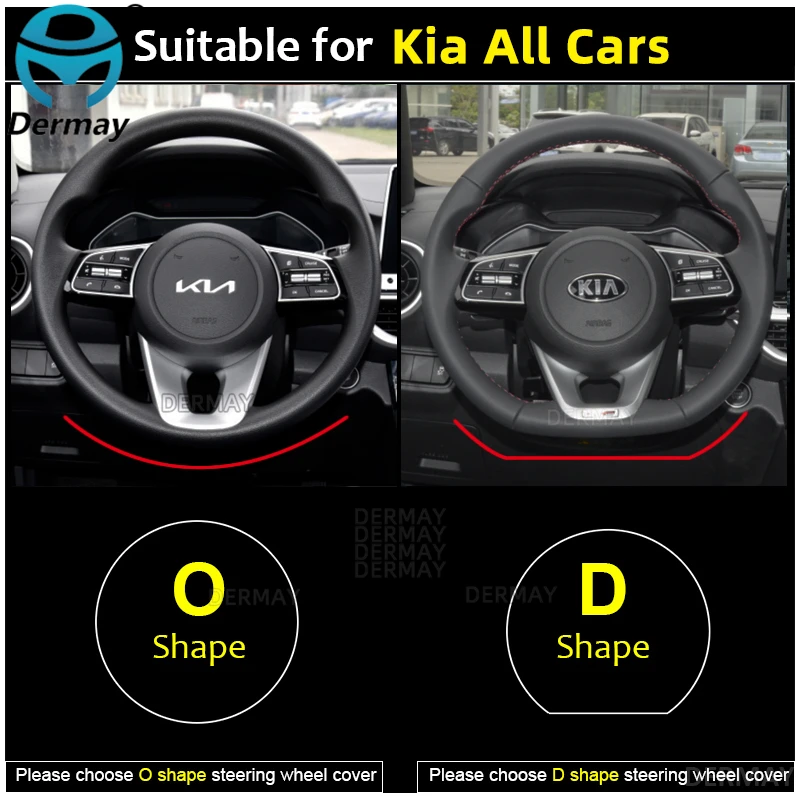 PU Leather DERMAY Car Steering Wheel Cover for Kia Ceed Sportage Picanto Cerato Seltos Soul Rio 3 4 5 Auto Accessories