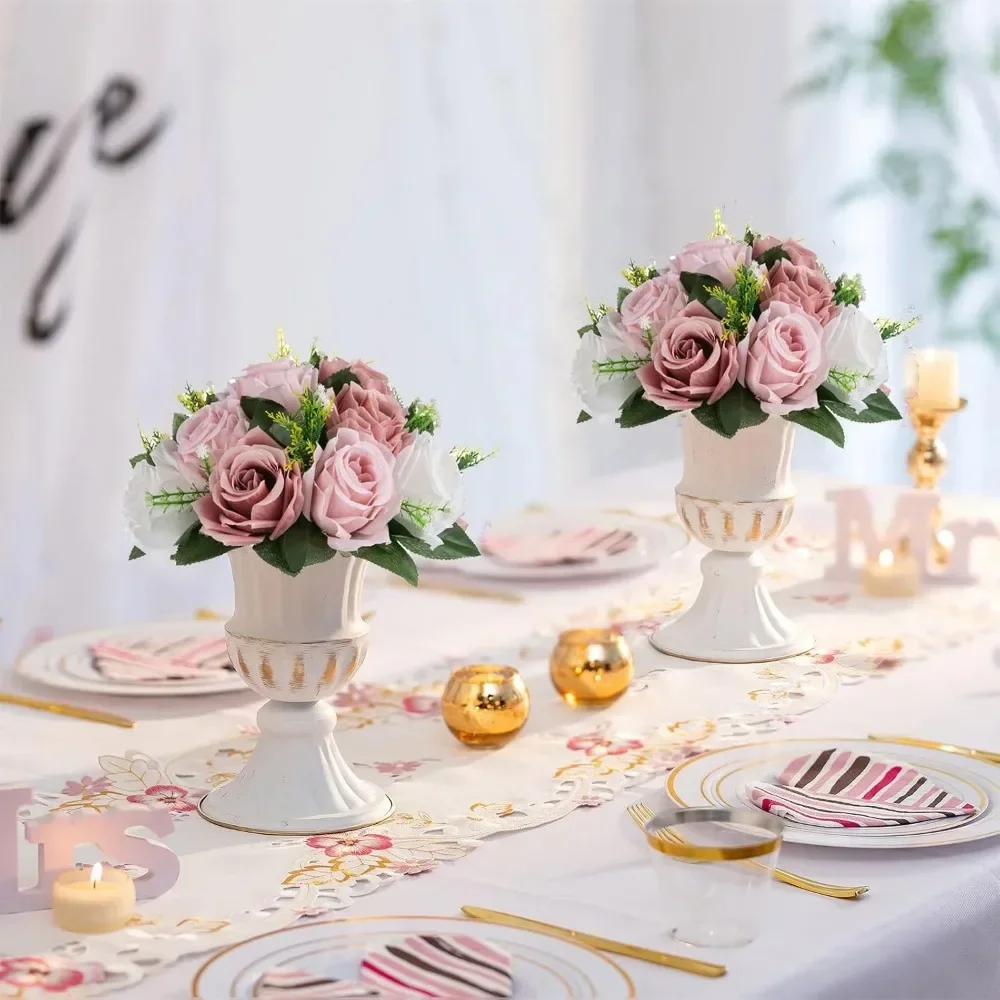 Centros de mesa de flores para mesas, bolas rosas besándose para bodas, arreglo Floral Artificial, decoración de pieza central