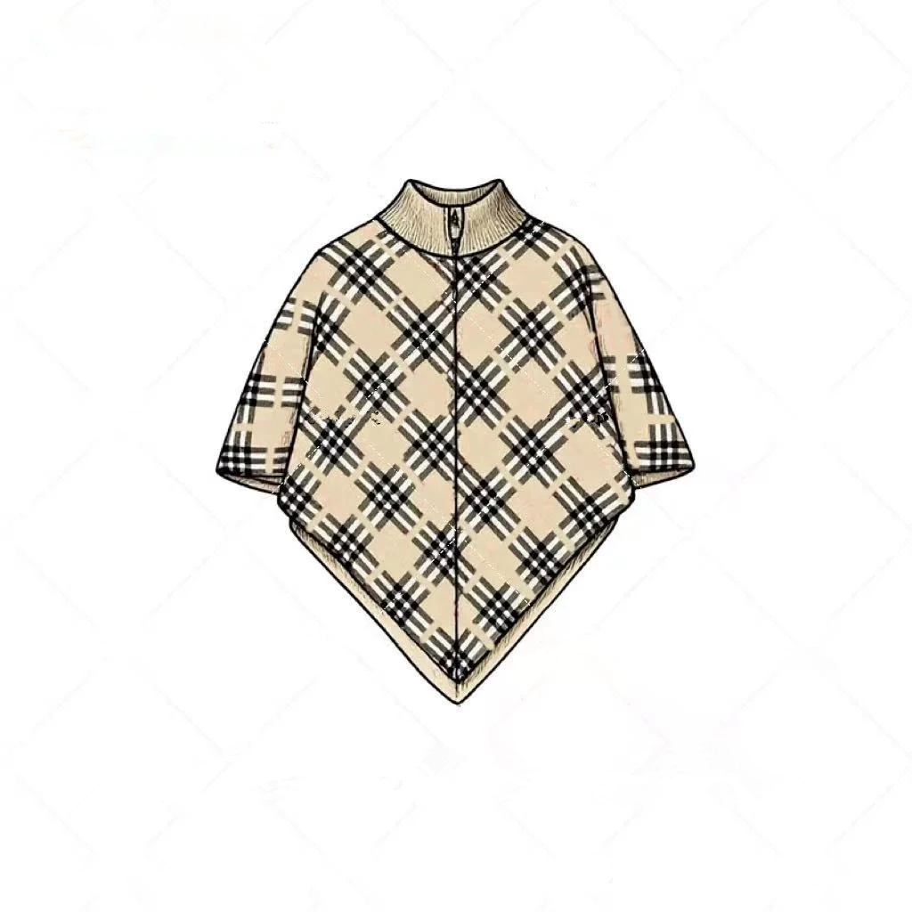 

2025 autumn and winter new children's temperament classic Gekaqi zipper shawl cloak jacket for girls