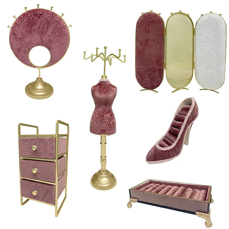 

Jewelry display stand pink creative jewelry storage display stand ring stud earrings necklace pendant storage display stand