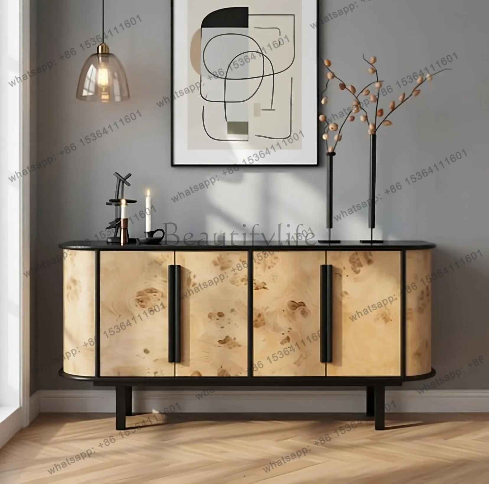 PG antique entrance cabinet Solid wood storage Large capacity storage Floor-to-ceiling foyer decorative cabinet